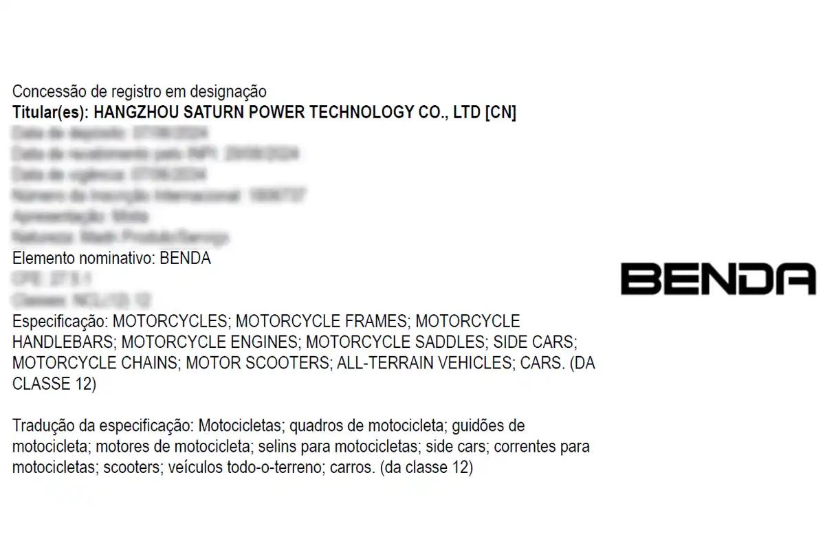 Benda Motos no Brasil? O que se sabe (e o que ainda é rumor) sobre a marca 1 registro 1