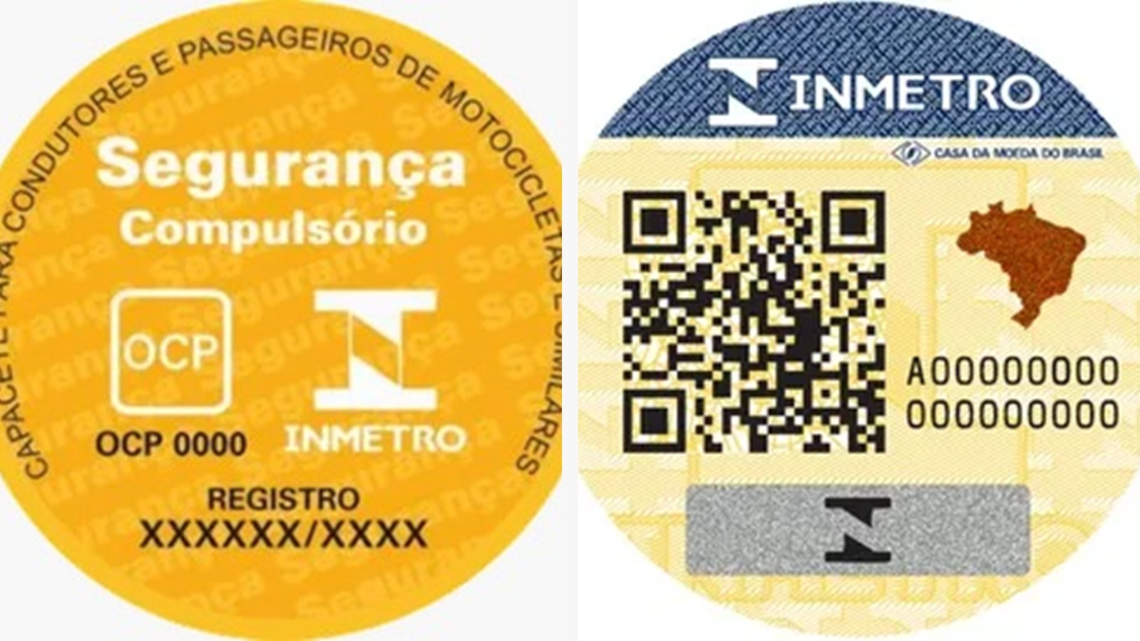 Novo selo do Inmetro para capacetes entra em vigor; veja o que muda 1 Selo Inmetro anterior x selo atualizado